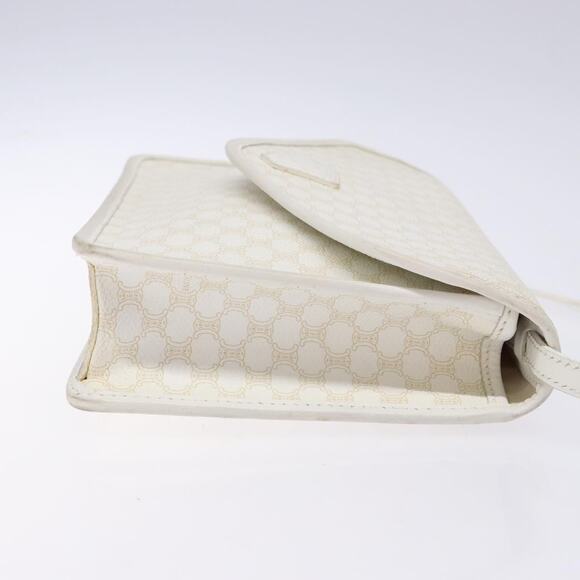 CELINE Macadam Canvas Shoulder Bag Pvc Leather White Gold - Picture 4 of 12